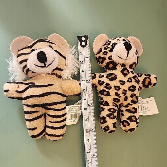2 Mini Plush Leopard and Tiger Bears Stuffed Animals Toys 4 Inches Tall - Picture 9 of 9